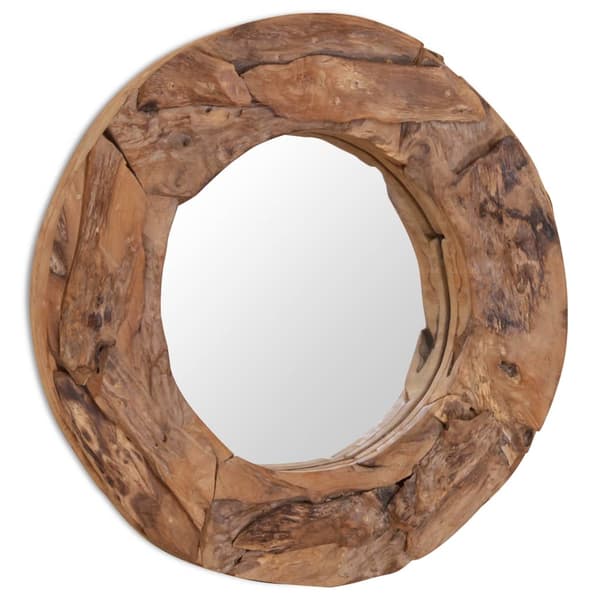 vidaXL Prydnadsspegel teak 60 cm rund Brun