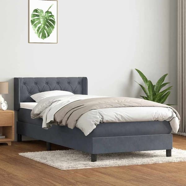 vidaXL Ramsäng med madrass mörkgrå 80x210 cm sammet Grå