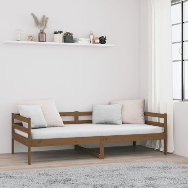 vidaXL Dagbädd honungsbrun 90x190 cm massiv furu Brun