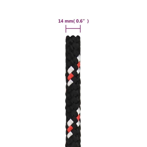 vidaXL Båtlina svart 14 mm 25 m polypropen