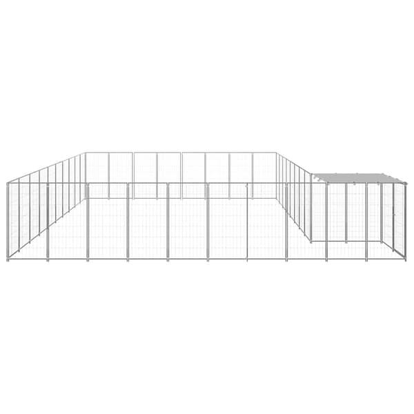 vidaXL Hundgård silver 25,41 m² stål Silver
