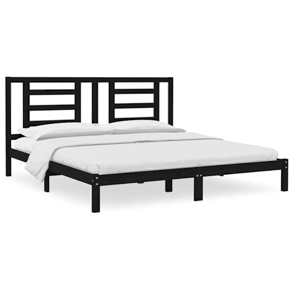 vidaXL Sängram svart massiv furu 200x200 cm Svart