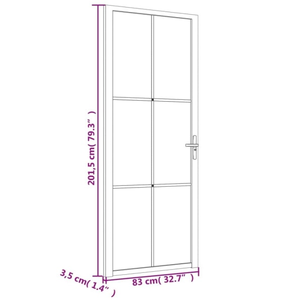 vidaXL Innerdörr 83x201,5 cm vit ESG-glas och aluminium Vit