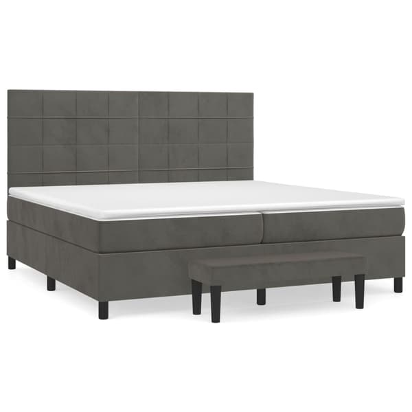 vidaXL Ramsäng med madrass mörkgrå 200x200 cm sammet Grå