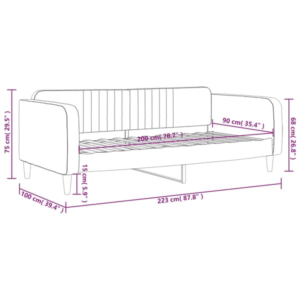 vidaXL Dagbädd rosa 90x200 cm sammet Rosa