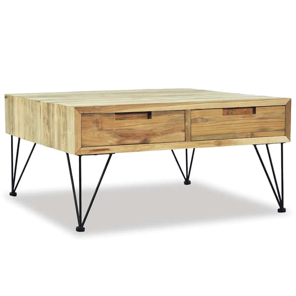 vidaXL Soffbord 80x80x40 cm massivt teakträ Brun