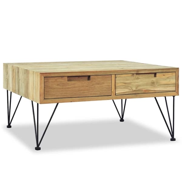 vidaXL Soffbord 80x80x40 cm massivt teakträ Brun
