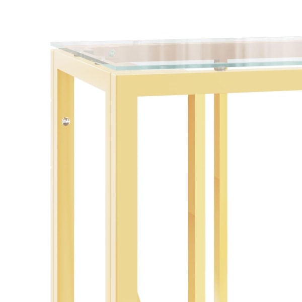 vidaXL Avlastningsbord 110x30x70 cm rostfritt stål och glas Guld