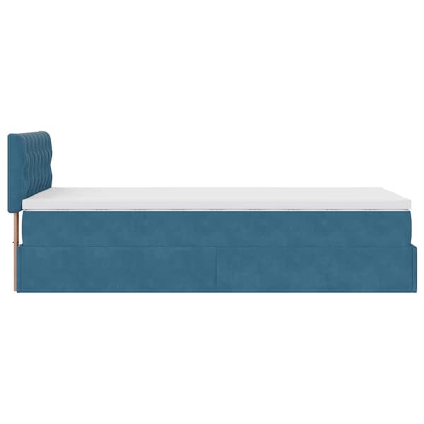 vidaXL Ottoman sängram med madrass mörkblå 90x200 cm sammet Blå