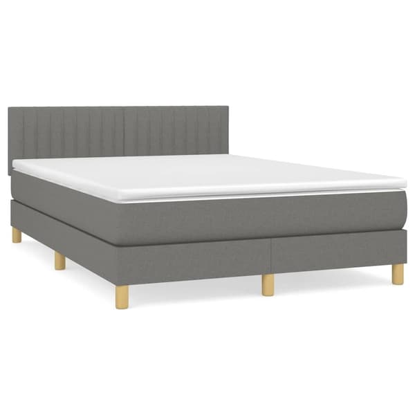 vidaXL Ramsäng med madrass mörkgrå 140x190 cm tyg Grå