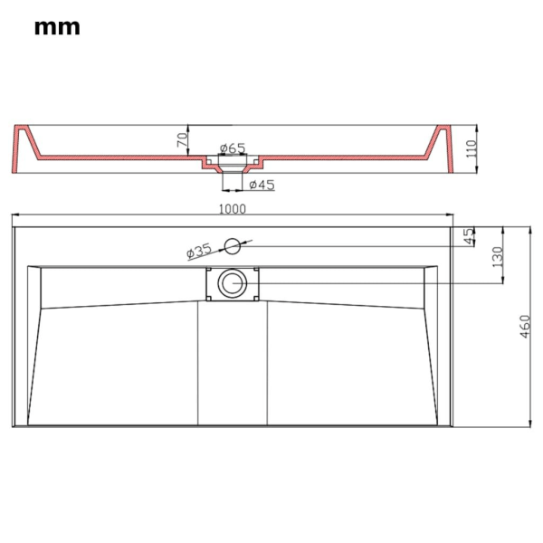 vidaXL Handfat 100x46x11 cm mineralgjuten vit Vit
