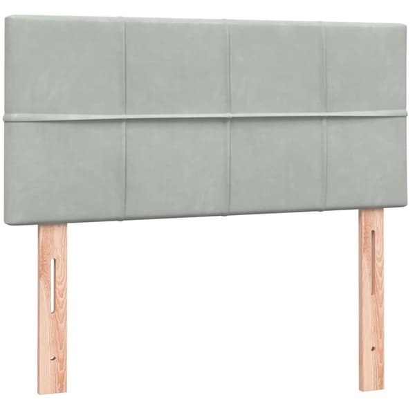 vidaXL Ramsäng med madrass ljusgrå 90x210 cm sammet Grå
