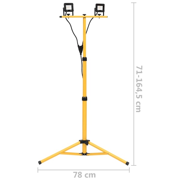 vidaXL Strålkastare med stativ 2x10 W LED varmvit Svart