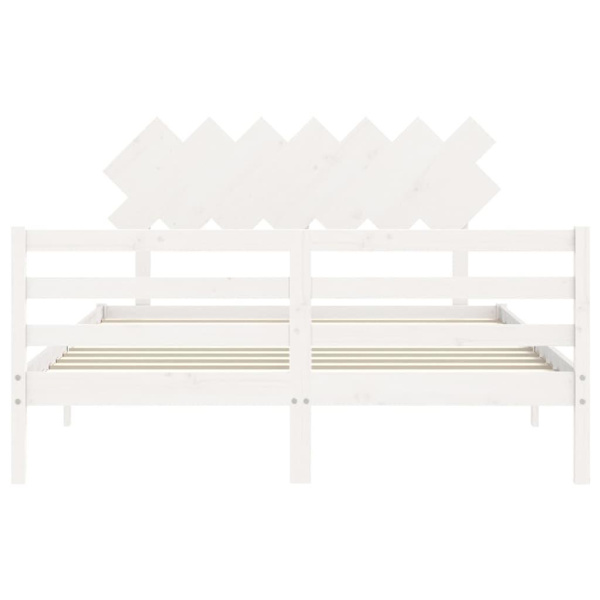 vidaXL Sängram med huvudgavel vit 140x200 cm massivt trä Vit