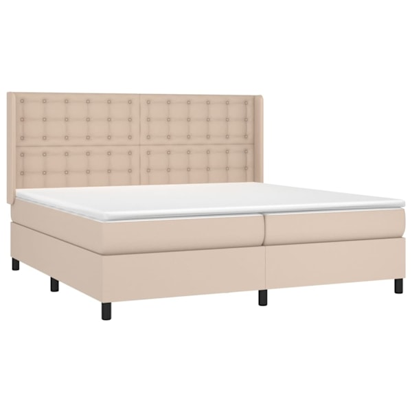 vidaXL Ramsäng med bäddmadrass & LED cappuccino 200x200 cm konstläder Brun