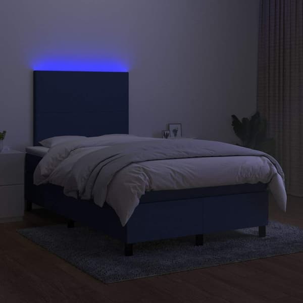 vidaXL Ramsäng med madrass & LED blå 120x190 cm tyg Blå