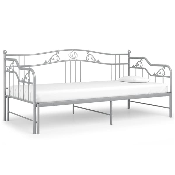 vidaXL Utdragbar sängram bäddsoffa grå metall 90x200 cm grå