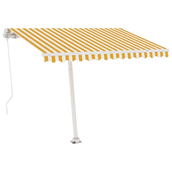 vidaXL Fristående markis manuellt infällbar 350x250 cm gul/vit Gul