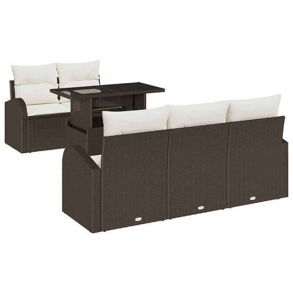 vidaXL Trädgårdsoffset 6 st Brun Poly Rattan Brun
