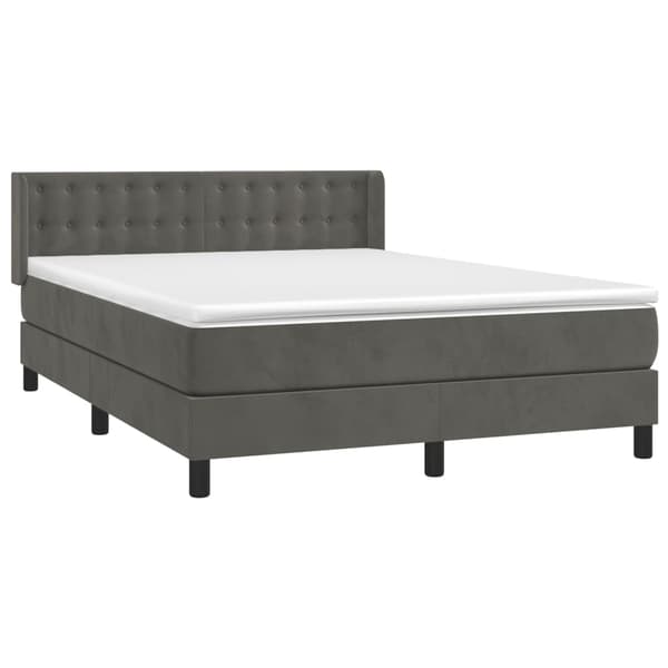 vidaXL Ramsäng med madrass mörkgrå 140x200 cm sammet Grå