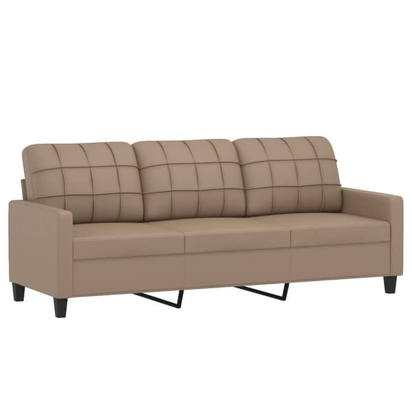 vidaXL 3-sitssoffa cappuccino 180 cm konstläder Brun