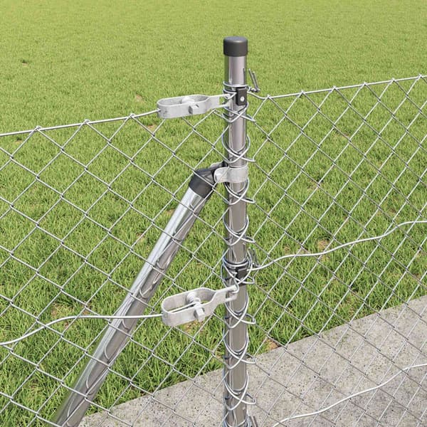 vidaXL Länkfence med betongbas 25 x 0,6 m Galvaniserat stål Silver Silver
