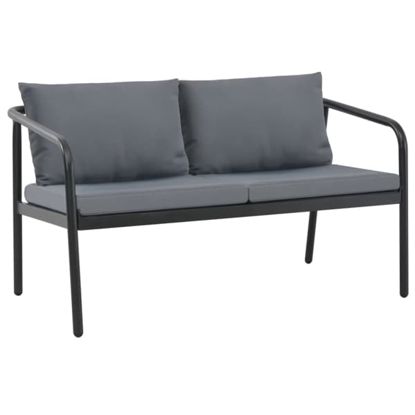 vidaXL Trädgårdssoffa 2-sits med dynor aluminium grå grå