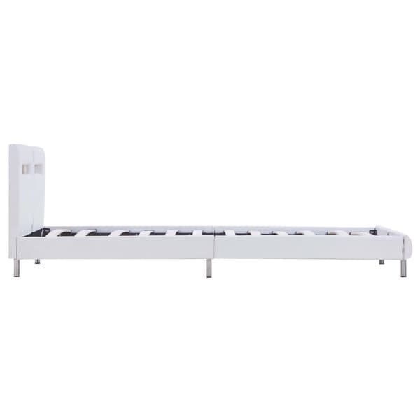 vidaXL Sängram med LED vit konstläder 90x200 cm Vit