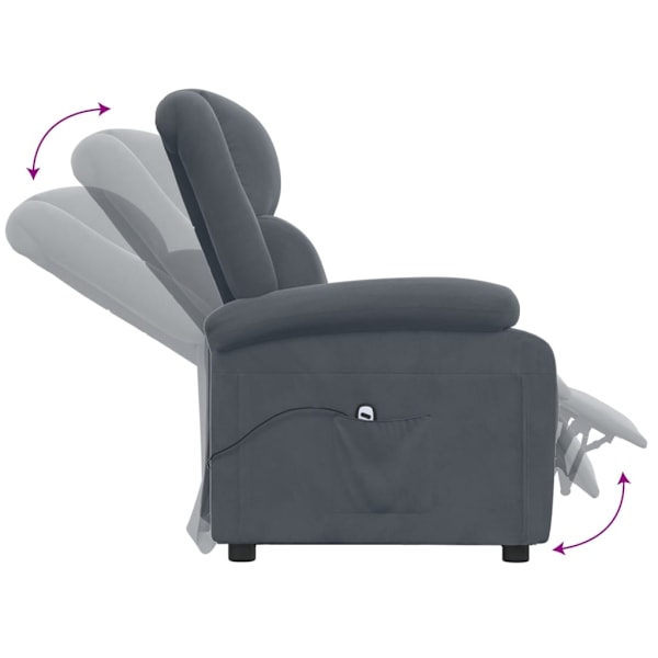 vidaXL Elektrisk reclinerfåtölj mörkgrå sammet Grå