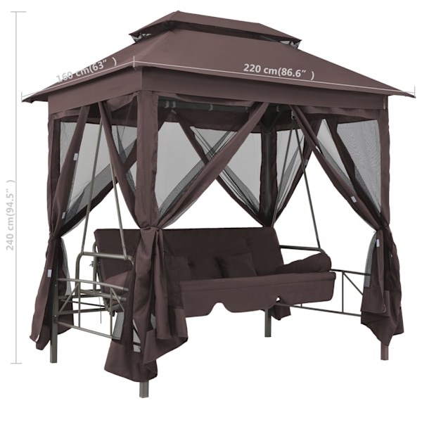 vidaXL Paviljong med hammock kaffebrun Brun