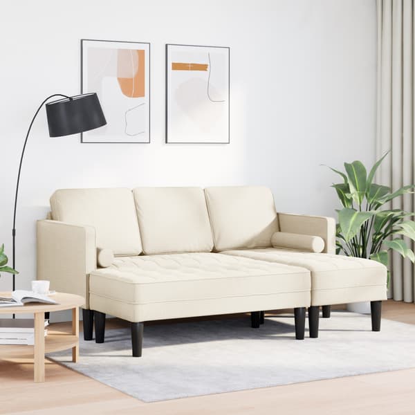 vidaXL Soffset med kudde 2 pcs Linne Polyester Beige