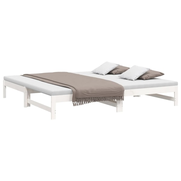 vidaXL Utdragbar dagbädd vit 2x(80x200) cm massiv furu Vit