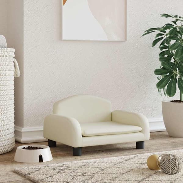 vidaXL Hundbädd gräddvit 50x40x30 cm konstläder Kräm