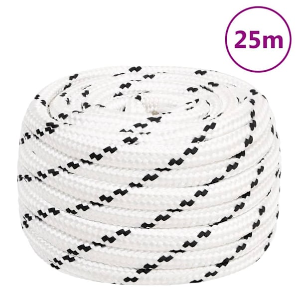 vidaXL Båtlina flätad vit 16 mm x 25 m polyester