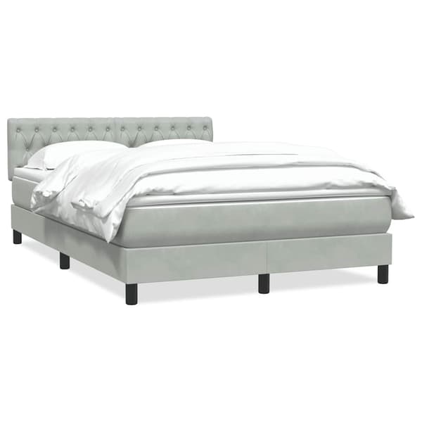 vidaXL Ramsäng med madrass ljusgrå 160x220 cm sammet Grå