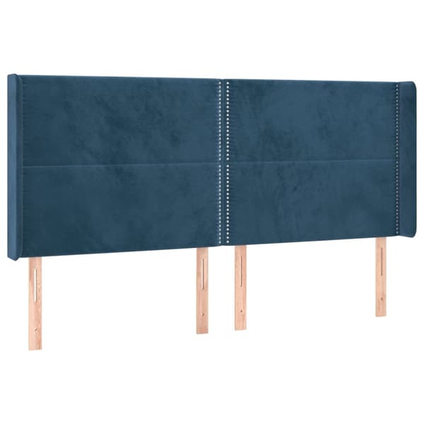 vidaXL Ramsäng med madrass & LED mörkblå 200x200 cm sammet Blå