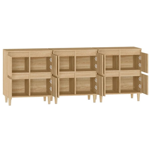 vidaXL Skänk 3 st sonoma ek 60x35x70 cm konstruerat trä Brun
