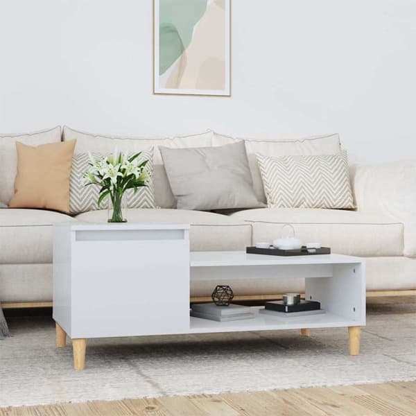 vidaXL Soffbord vit högglans 100x50x45 cm konstruerat trä Vit