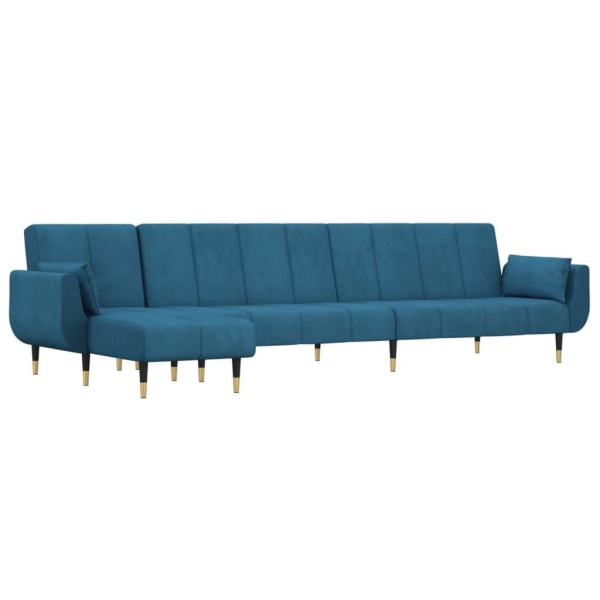 vidaXL L-formad bäddsoffa blå 275x140x70 cm sammet Blå