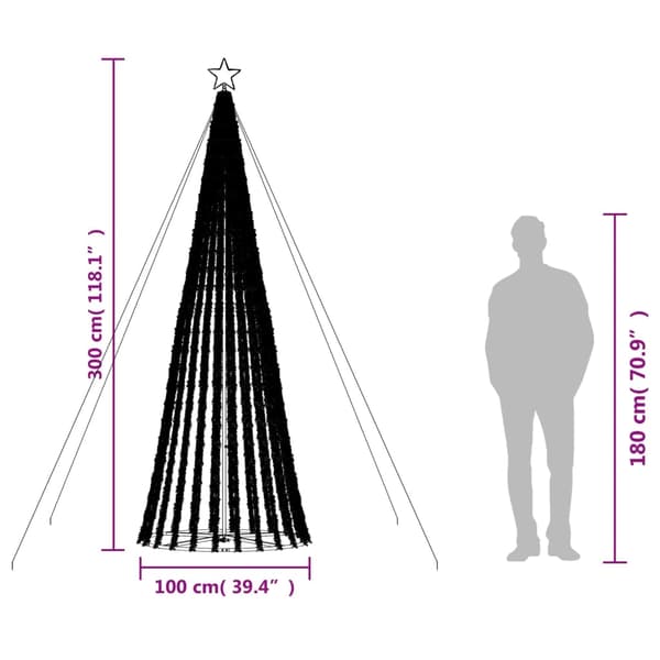 vidaXL LED julgran 688 LED blå 300 cm Blå