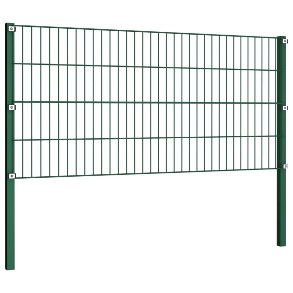 vidaXL Stängselpanel med stolpar järn 3,4x0,8 m grön Grön