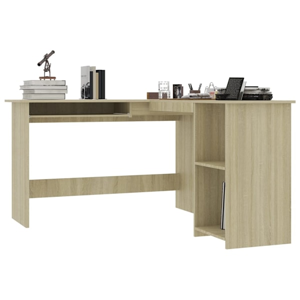 vidaXL Skrivbord L-format sonoma-ek 120x140x75 cm konstruerat trä Brun