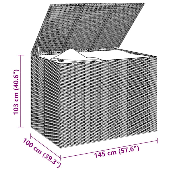 vidaXL Dynbox PE-rotting 145x100x103 cm grå grå