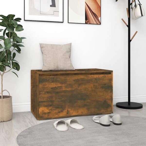 vidaXL Hallbänk 80x40x45 cm rökfärgad ek konstruerat trä Brun
