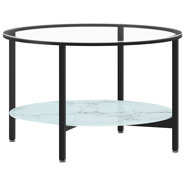 vidaXL Soffbord svart och vit marmor 70 cm härdat glas Svart