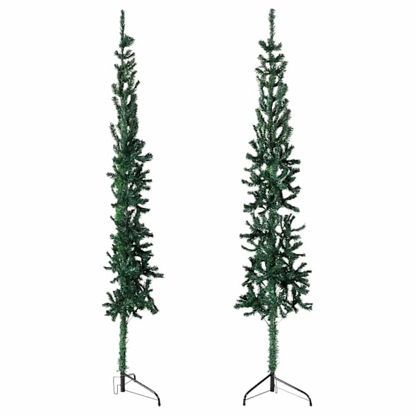 vidaXL Smal halv plastgran med stativ grön 180 cm Grön