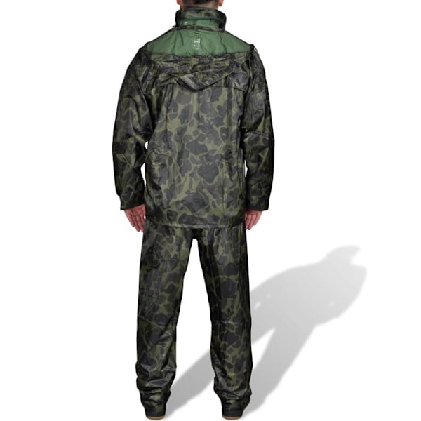 vidaXL Regnställ med Huva Herrar Tvådelat Camouflage M Grön