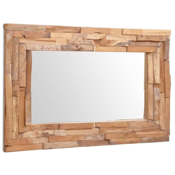 vidaXL Prydnadsspegel teak 90x60 cm rektangulär Brun