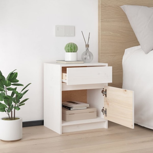 vidaXL Sängbord vit 40x31x50 cm massiv furu Vit