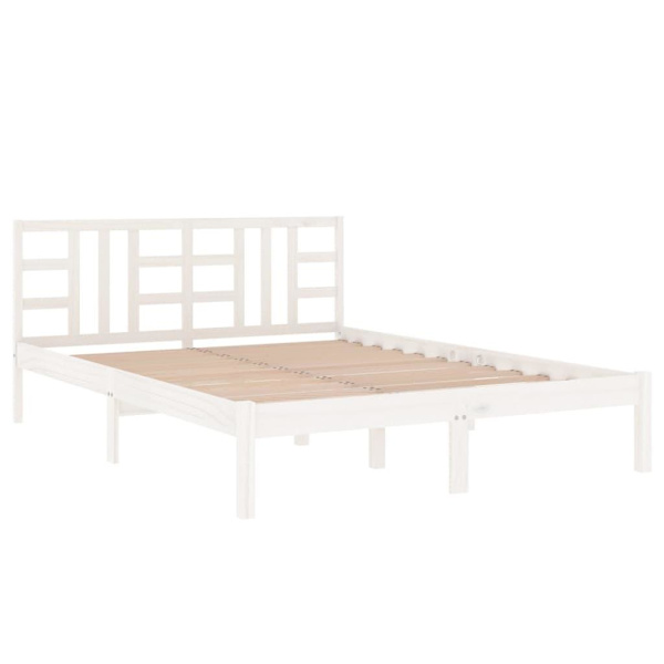 vidaXL Sängram vit massivt trä 200x200 cm Vit